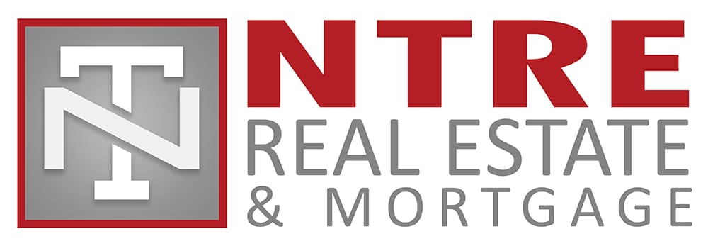 A red and white logo for the ntn real estate & more.